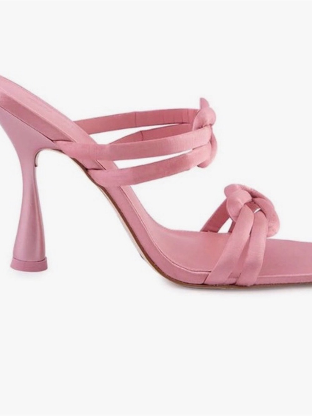 💓 Cukt Gaia Raine Pink Knotted Strappy Satin High Heel Mule